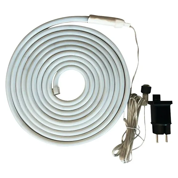 Starlux Tira de luces LED - 5 m, 6 W, Blanco cálido - Luz de cuerda de neón LED enrollada con adaptador y accesorios para iluminación ambiental interior/exterior.