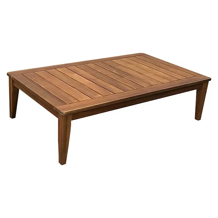 Sunfun Loungemöbel-Set Sina - 4 -tlg., Aluminium, Akazie, Polyrattan, Bambusgrau/Braun - Ein rechteckiger Gartentisch aus Holz mit Lattenrostplatte und stabilen Beinen. Ideal für den Außenbereich.