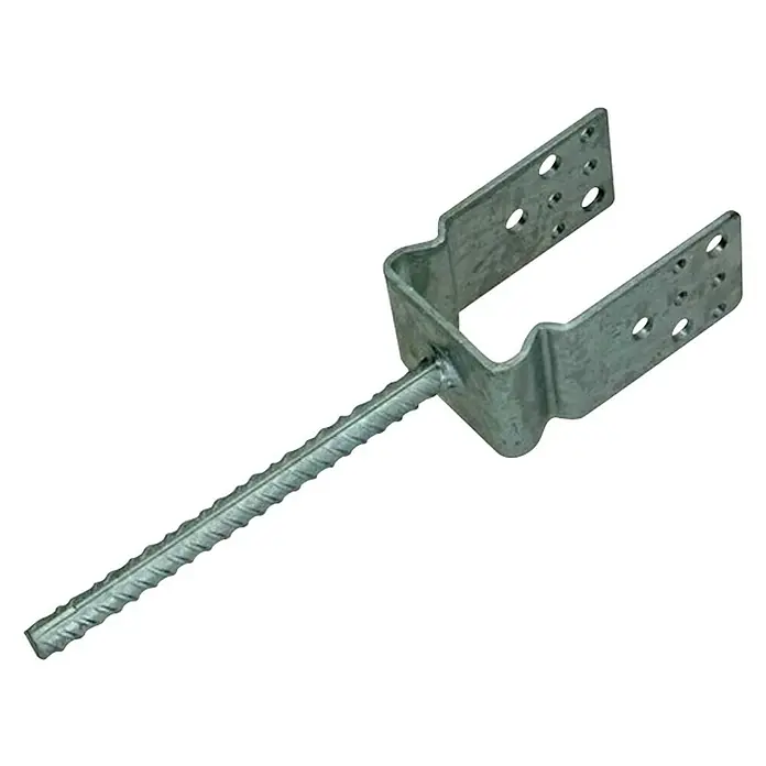 Stabilit Schwerer Stützenschuh - L x B x H: 141 x 60 x 125 mm, Stahl - Metallpfostenanker mit einem angeschweißten Gewindestab, ideal für sichere und stabile Holzkonstruktionen im Außenbereich.