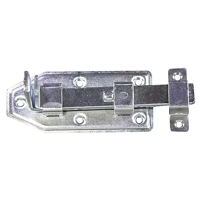 Stabilit Pestillo deslizante - 100 x 50 mm - Cerrojo metálico plateado con orificios de montaje para asegurar puertas o portones.