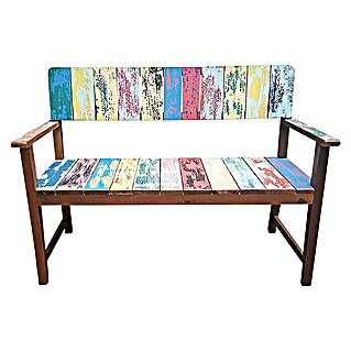 Sunfun Banco de jardín de tablones de barco (An x Pr x Al: 124 x 60 x 88 cm, Multicolor)