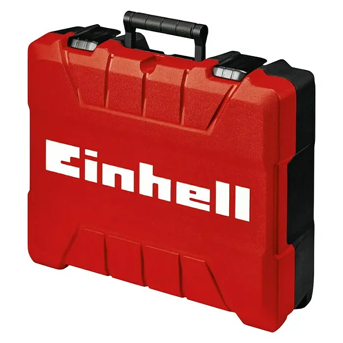 Einhell PXC 18V Atornillador para placas de yeso de batería TE-DY 18 Li-Solo - 18 V, Sin batería, 0 r.p.m. - 4.000 r.p.m. - Maletín de herramientas Einhell rojo con asa negra y detalles, ideal para guardar y transportar herramientas. Diseño robusto para protección segura.