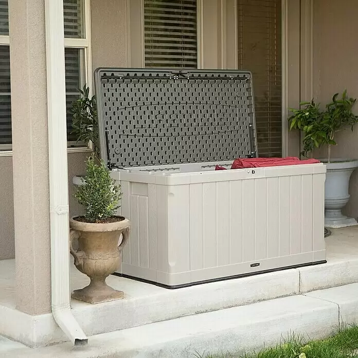 Lifetime Gartenbox Harmony - 128 x 64 x 67 cm, Lichtgrau, Kunststoff - Stimmungsaufnahme