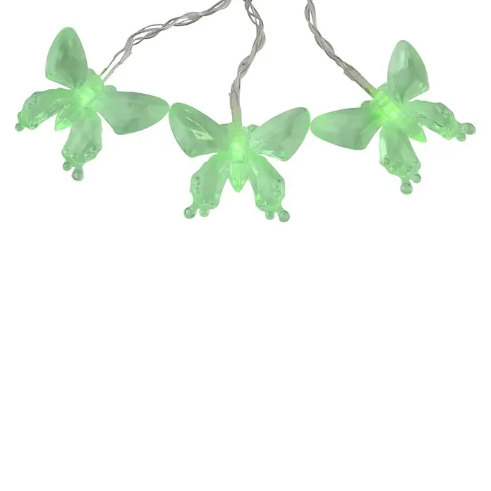 Globo Solar-Lichterkette Schmetterling - LED - Leuchtende grüne Schmetterlingslichterkette, ideal für eine märchenhafte Atmosphäre. Sie sorgen für ein weiches, stimmungsvolles Licht.