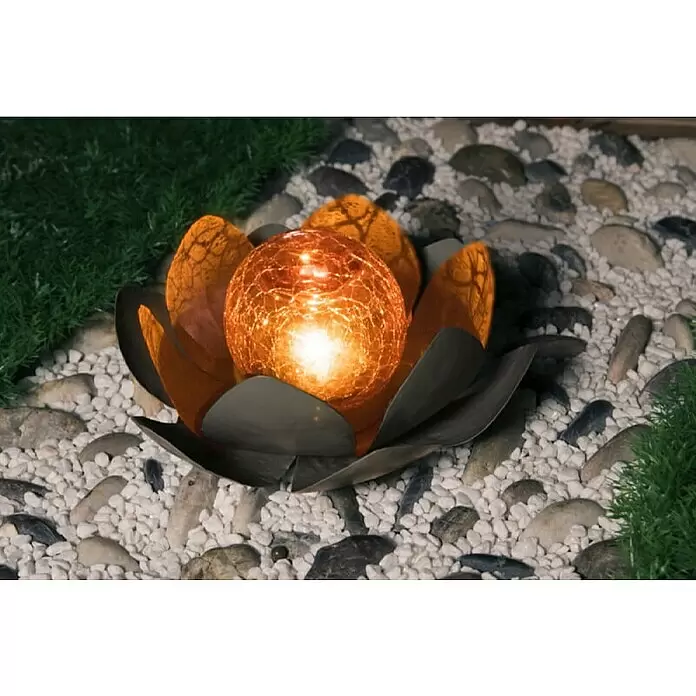 Globo Solar-Dekoleuchte - Grau, Orange, IP44 - Stimmungsaufnahme