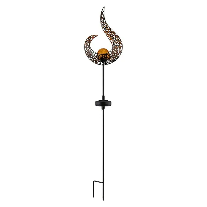 Globo Solar-Dekoleuchte - L x B x H: 16,5 x 6,5 x 90 cm, Schwarz, IP44 - Dekorative Gartenleuchte mit Flammendesign und Solarbetrieb, ideal zur stimmungsvollen Beleuchtung von Außenbereichen.