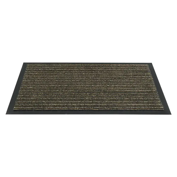 Schmutzfangmatte Trend - Braun, 60 x 80 cm - Eine rechteckige Fußmatte mit Streifenmuster und schwarzem Rand, ideal für den Eingangsbereich.