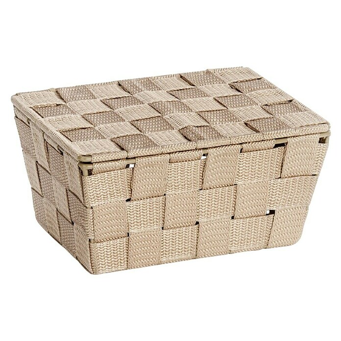 Wenko Adria Košarica za pohranu s poklopcem  (14 x 19 x 10 cm, Bež boje) | BAUHAUS