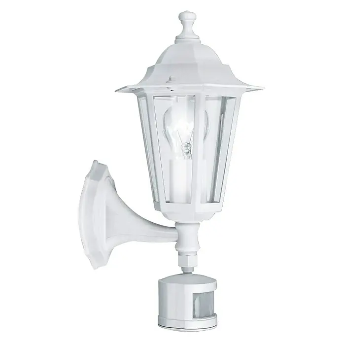 Eglo Laterna 5 Sensor-Außenleuchte - 60 W, Weiß, IP44 - Weiße Außenwandleuchte mit Bewegungsmelder. Das elegante Design sorgt für Sicherheit und einladende Beleuchtung im Außenbereich.
