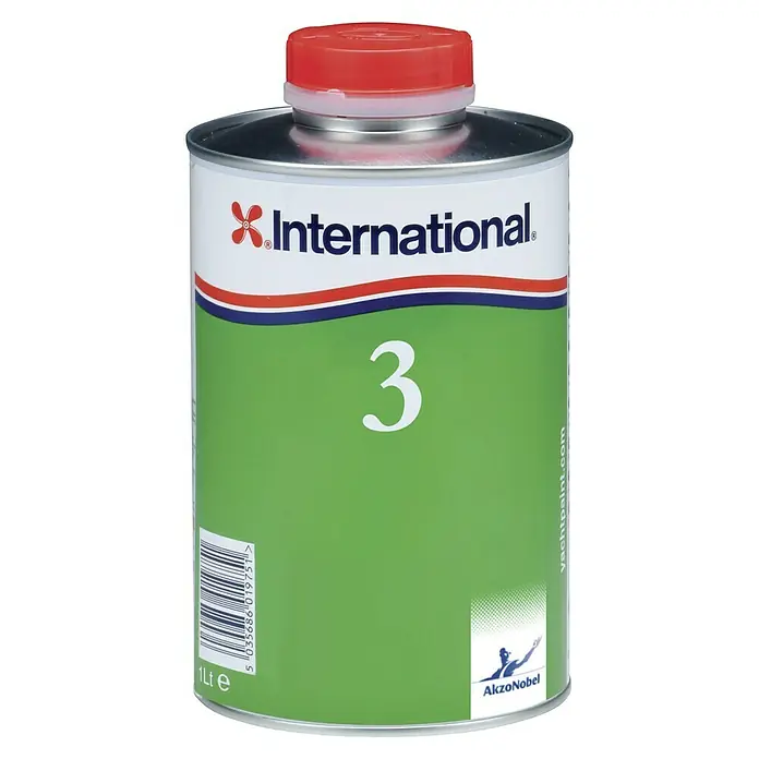 International Verdünnung Nr. 3 - 1 l - Eine Dose International Verdünnung Nr. 3, ein essenzielles Lösungsmittel für Bootsfarben und -lacke. Perfekt für die Reinigung und Verdünnung.