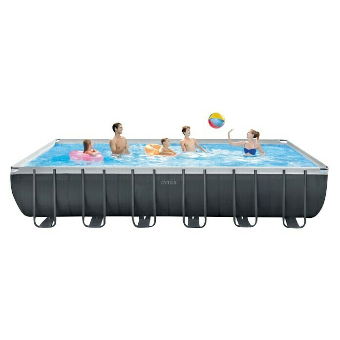 Intex Frame-Pool-Set Ultra Quadra XTRL x B x H: 732 x 366 x 132 cm, Fassungsvermögen: 31,8 m³, Dunkelgrau, Inkl. Salzwassersystem Left Side View