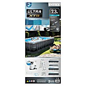 Intex Frame-Pool Ultra Quadra XTR (L x B x H: 732 x 366 x 132 cm, Dunkelgrau, 31 800 l, Krystal Clear Sandfilteranlage & Salzwassersystem QX2100) | BAUHAUS