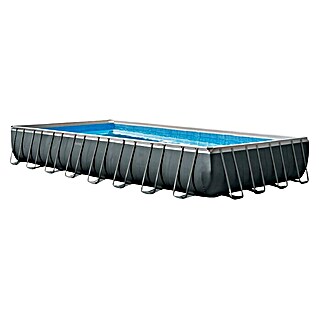 Intex Bazen s kovinskim ogrodjem Ultra Quadra XTR (Do x Š x V: 975 x 488 x 132 cm, Temno sive barve, 54.368 l, Krystal Clear peščeni filter & solni sistem QX2600)