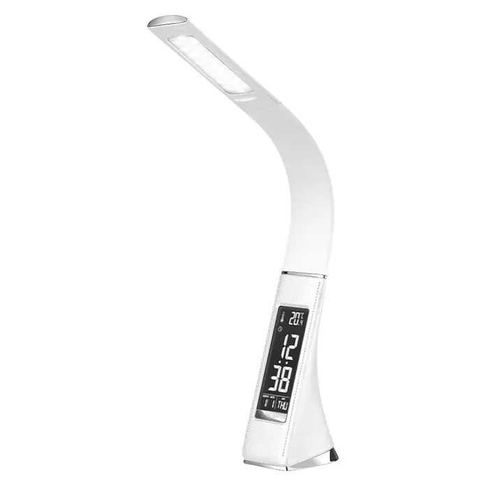 Globo LED-Tischleuchte - 6 W, L x B x H: 25 x 7 x 50 cm, Weiß, Kaltweiß - Elegante, weiße Schreibtischlampe mit digitaler Anzeige. Das Licht ist hell und die Lampe verfügt über eine praktische Zeitanzeige.