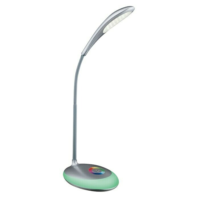 Globo Lámpara de sobremesa LED (1 luz, 3 W, Blanco neutro, Altura: 48 cm, Plateado metálico)