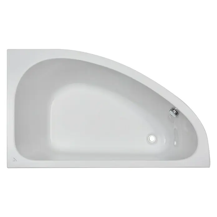 Camargue Eckbadewanne Houston - L x B: 160 x 95 cm, Sanitäracryl, Weiß, Rechts - Moderne Eckbadewanne in Weiß mit glänzender Oberfläche und Abfluss. Ideal für stilvolle Badezimmer.