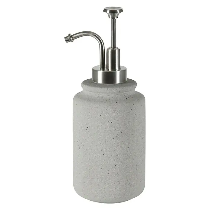 Spirella Dispensador de jabón Cement - L x An x Al: 8 x 8 x 195 cm, Cerámica, Gris - Diseño elegante de dispensador de jabón.