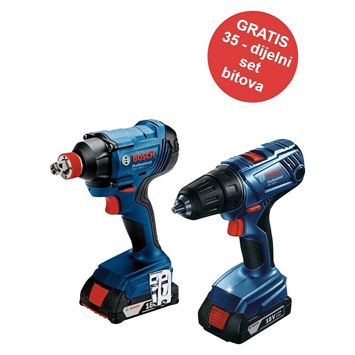 Bosch Professional Set orodij GDX 180LI + GSR 180LI  (18 V, 2 bateriji, 1,5 Ah) | Akumulatorski vijačniki in vrtalniki | Vrtalniki in vijačniki | Stroji | Orodja in stroji | Izdelki | BAUHAUS