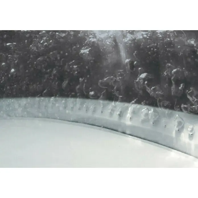 Intex Pure Spa Hidromasaje móvil Greywood Deluxe - Ø x Al: 196 x 71 cm, Gris/Blanco, 795 l - Primer plano de una bañera de hidromasaje con burbujas, destacando la relajación y el suave burbujeo del agua. Ideal para el bienestar.
