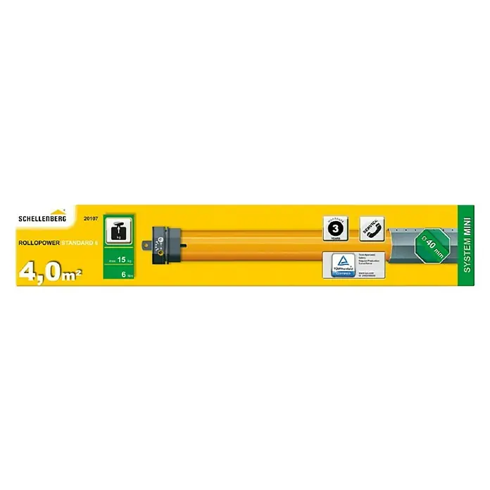 Schellenberg Motor tubular Mini Standard - Fuerza de tracción: 6 kg - Paquete de producto para Schellenberg RolloPower Standard 6, un motor de persianas mini con una área máxima de 4,0 m².