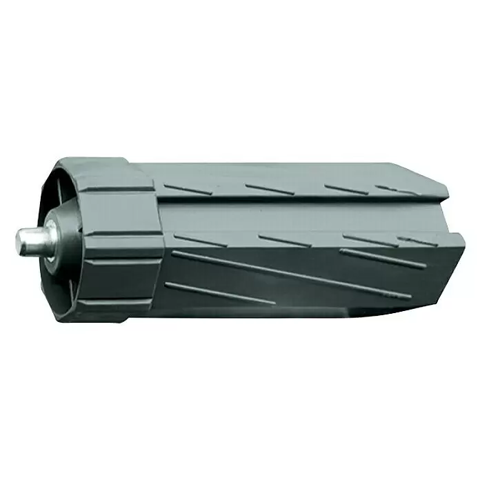 Schellenberg Bobina Mini - Diámetro eje octogonal: 40 mm, Largo: 104 mm, Apto para: Mini sistemas de persianas enrollables - Rodillo transportador gris oscuro con patrón de tracción en espiral y eje metálico.