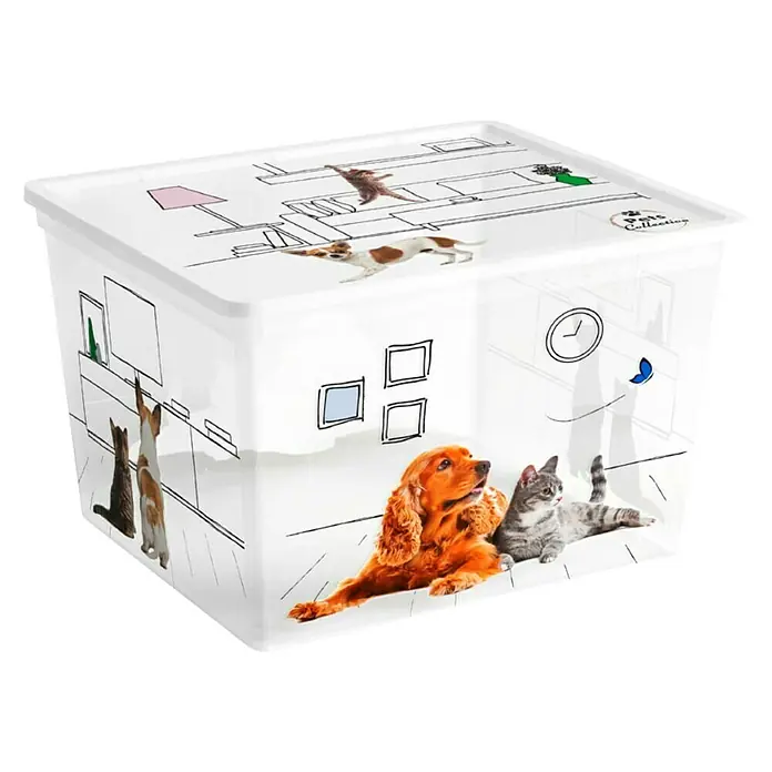 Keter Aufbewahrungsbox Pets Collection - L x B x H: 40 x 34 x 25 mm, Kunststoff - Aufbewahrungsbox mit Hunde- und Katzenmotiven. Ideal für die Organisation von Haustierbedarf, Spielzeug und mehr, dank des lustigen Designs.