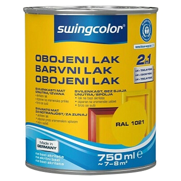 swingcolor Pisani lak  (Akrilni lak, Rumena, 750 ml, Svileni mat) | 5962 - Acryl Seidenmattlacke farbig | HADL - Lacke | HAD - Farben | HA - Farben | H - Innendeko/Farben | BAUHAUS