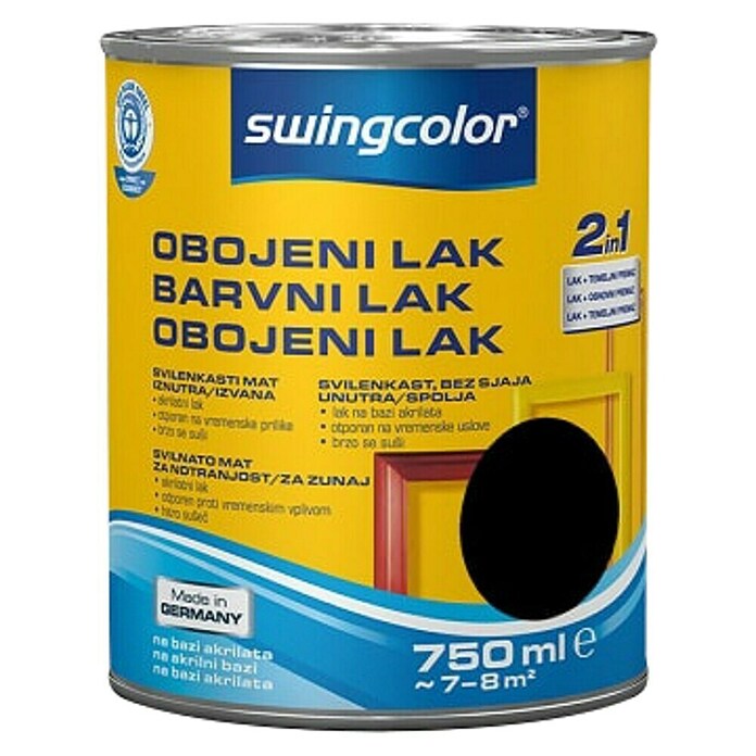 swingcolor Pisani lak  (Akrilni lak, Črna, 750 ml, Svileni mat) | 5962 - Acryl Seidenmattlacke farbig | HADL - Lacke | HAD - Farben | HA - Farben | H - Innendeko/Farben | BAUHAUS