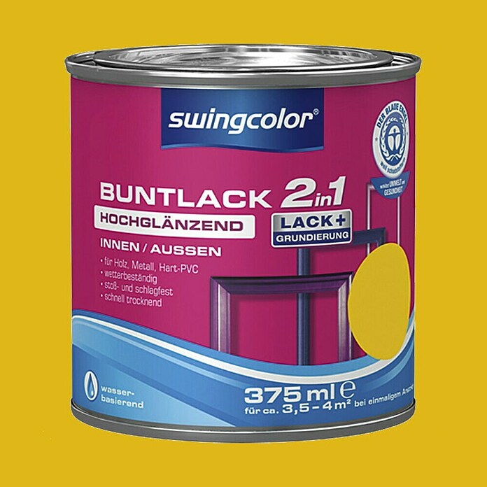 swingcolor Pisani lak  (Akrilni lak, Rumena, 375 ml, Visoki sijaj) | 5961 - Acryl Hochglanzlacke farbig | HADL - Lacke | HAD - Farben | HA - Farben | H - Innendeko/Farben | BAUHAUS