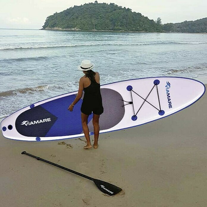 Viamare SUP-Board-Set 300L x B x H: 300 x 75 x 10 cm, Nutzlast: 100 kg, Aufblasbar, Blau/Weiß Use Shot