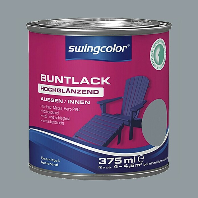swingcolor Pisani lak  (Srebrno siva, 375 ml, Visoki sijaj) | 5965 - KH-Hochglanzlacke farbig | HADL - Lacke | HAD - Farben | HA - Farben | H - Innendeko/Farben | BAUHAUS