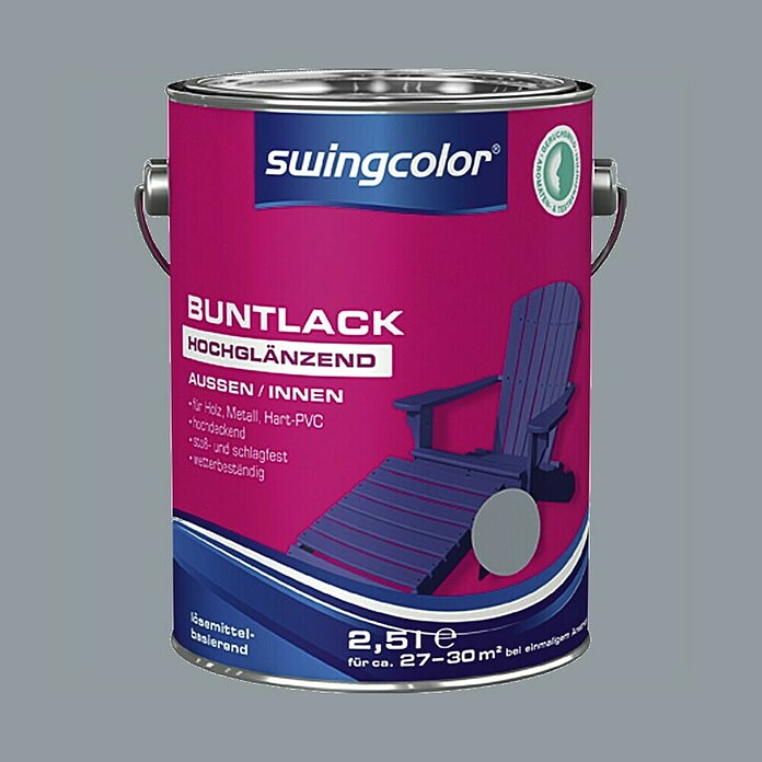 swingcolor Pisani lak  (Siva, 2,5 l, Visoki sijaj) | 5965 - KH-Hochglanzlacke farbig | HADL - Lacke | HAD - Farben | HA - Farben | H - Innendeko/Farben | BAUHAUS