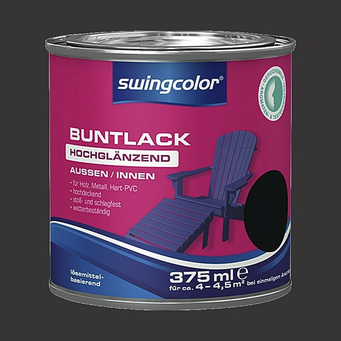 swingcolor Pisani lak  (Črna, Na osnovi topil, 375 ml, Visoki sijaj) | 5965 - KH-Hochglanzlacke farbig | HADL - Lacke | HAD - Farben | HA - Farben | H - Innendeko/Farben | BAUHAUS
