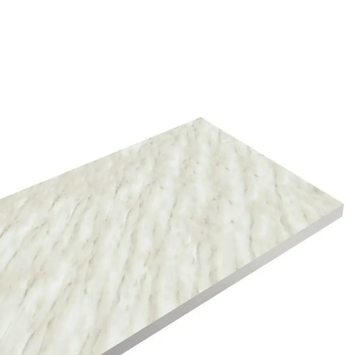 Arbeitsplatte - 260 x 61 x 3,8 cm, Marmor - Marmorplatte: Die Marmorplatte hat eine elegante Textur mit subtilen grauen Adern und eine glatte, polierte Oberfläche, die jedem Raum einen Hauch von Luxus verleiht.