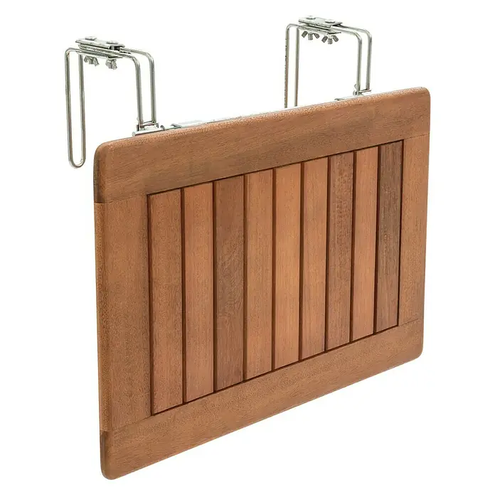 Balkonmöbel-Set Diana Hängetisch - 3 -tlg., Akazie, Naturbraun - Balkonhängtisch aus Akazienholz mit klappbarem Design und verzinktem Stahlrahmen, ideal für kleine Außenbereiche.