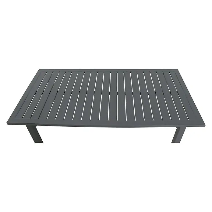Sunfun Maja Garten-Couchtisch - L x B x H: 122 x 60 x 36 cm, Anthrazit - Grauer Gartentisch mit Lamellendesign und schlichten Beinen, ideal für den Außenbereich. Robust und modern gestaltet.