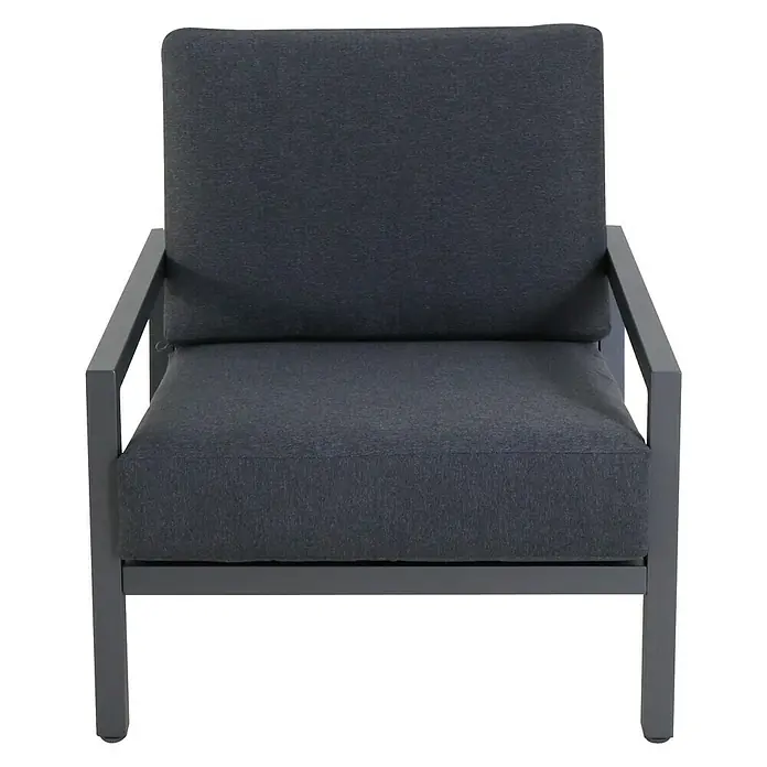 Sunfun Maja Sillón de exterior - An x Pr x Al: 85 x 76,5 x 76,5 cm, Aluminio/Poliéster, Antracita - Sillón gris con cojines para comodidad y estilo. Perfecto para salones o rincones de lectura, este sillón ofrece un asiento acogedor.