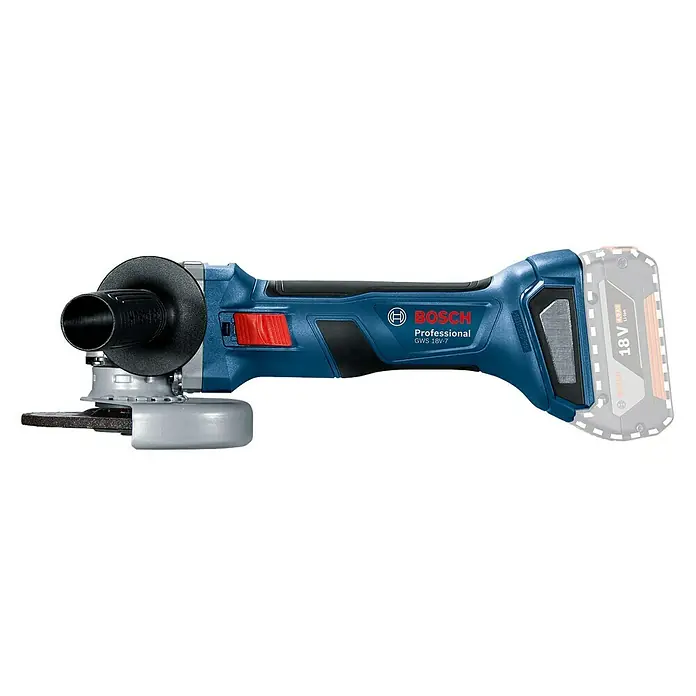 Bosch Professional AMPShare 18V Akku-Winkelschleifer GWS 18V-7 - 18 V, Ohne Akku, Durchmesser Scheibe: 125 mm - Die Bosch GWS 18V-7 Akku-Winkelschleifer bietet professionelle Leistung mit einem bürstenlosen Motor und kabelloser Flexibilität für anspruchsvolle Schleifarbeiten.