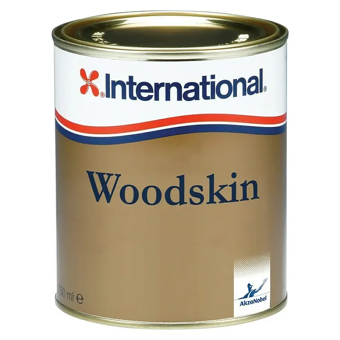 International Yacht-Klarlack Woodskin Natural Teak - 750 ml, Teak - Dose International Woodskin Holzschutzlasur mit braunem Farbton, ideal für den Schutz und die Veredelung von Holzoberflächen.