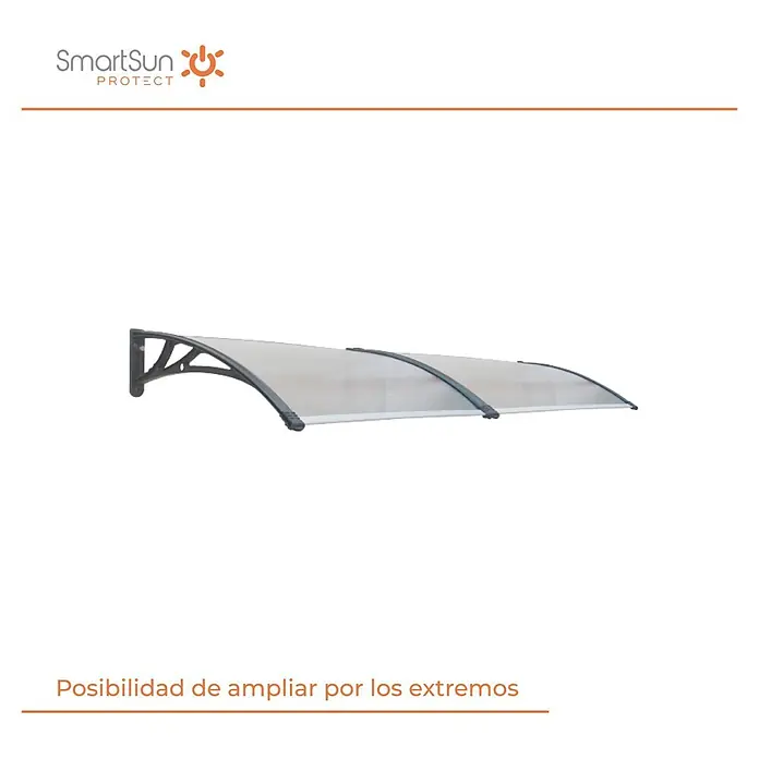 SmartSun Marquesina para puerta Easy Black - An x Pr x Al: 150 x 80 x 23 cm - Imagen del producto de un toldo SmartSun Protect, ideal para proteger contra los elementos y ampliar los espacios exteriores.