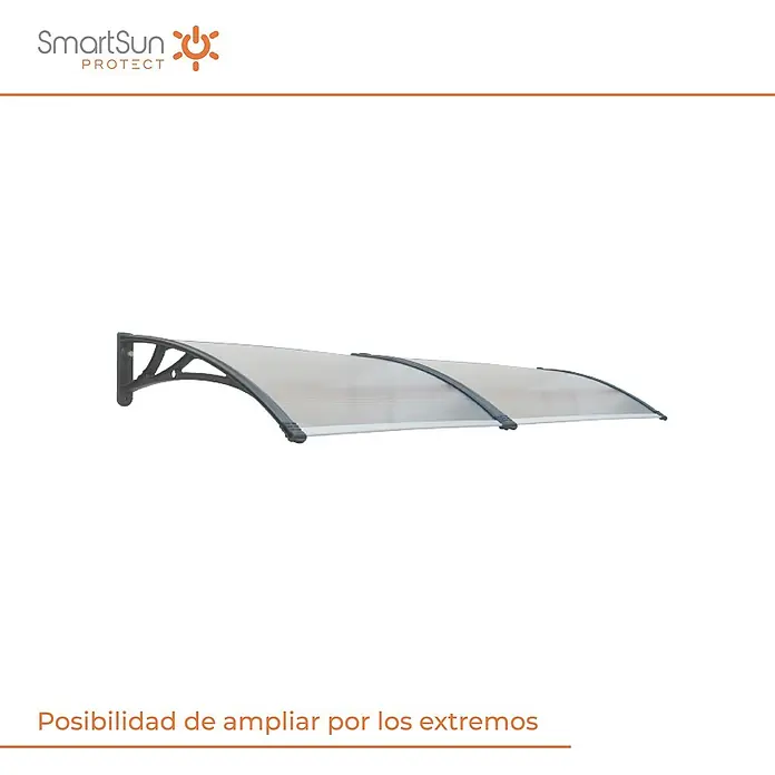 SmartSun Marquesina para puerta Easy Black - An x Pr x Al: 120 x 80 x 23 cm - Imagen del producto de un toldo SmartSun Protect, ideal para proteger contra los elementos y ampliar los espacios exteriores.