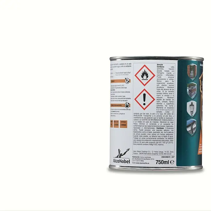 Hammerite Esmalte para metal Hierro y óxido - Blanco, 250 ml - Primer plano de una lata de pintura de protección para metal Hammerite.