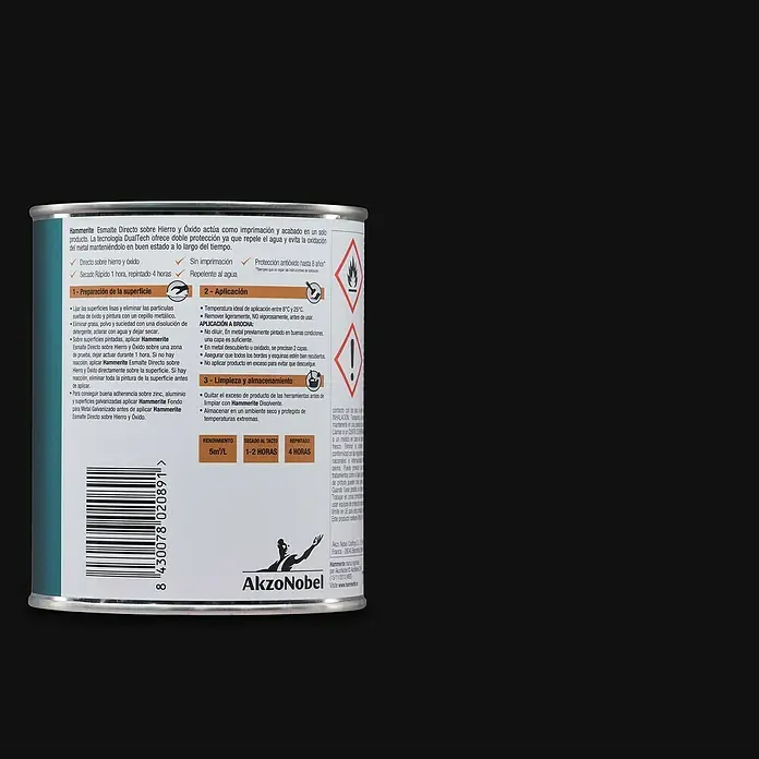 Hammerite Esmalte para metal Hierro y óxido - Negro, 250 ml - Bote de pintura Hammerite Directo al Óxido.