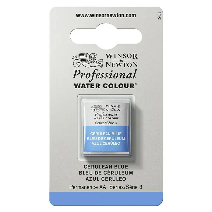 Winsor & Newton Aquarellfarbe Professional - Cölinblau, ½ Näpfchen - Winsor & Newton Professional Aquarellfarbe in Cerulean Blue, eine hochwertige Farbe für Künstler und Hobbyisten.
