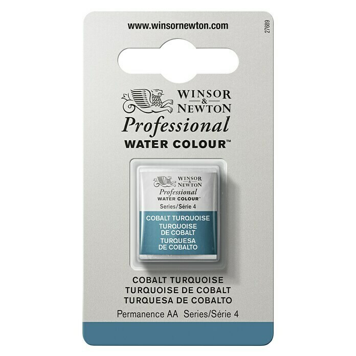 Winsor & Newton Aquarellfarbe ProfessionalKobalttürkis, ½ Näpfchen Front View