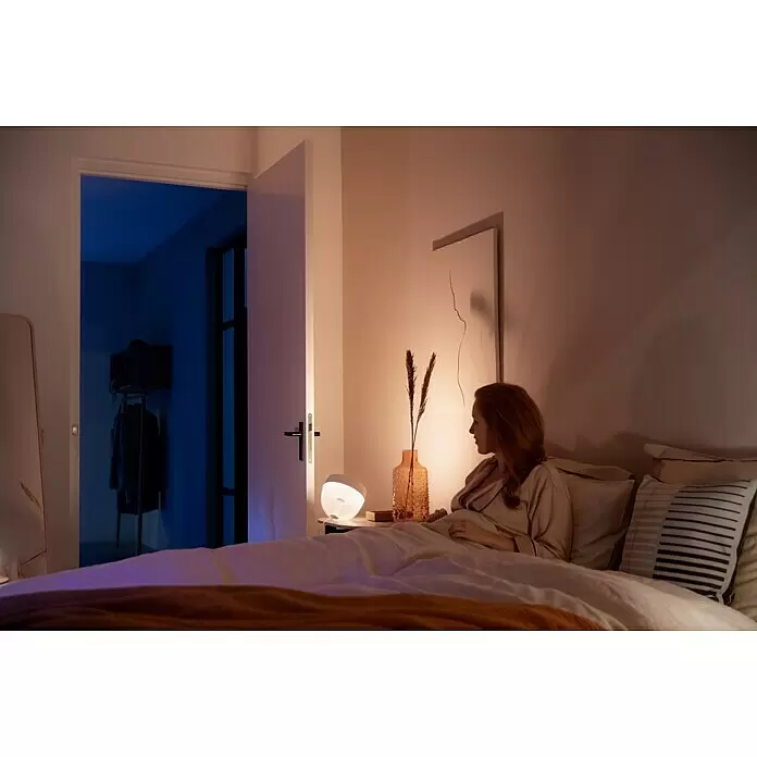 Philips Hue LED-Tischleuchte Iris - Weiß/Transparent, Höhe: 19,4 cm - Stimmungsaufnahme
