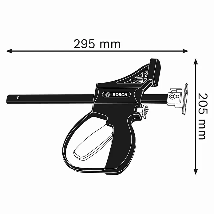 Bosch Professional Einhandzwinge FSN KZW - L x H: 295 x 205 mm, 2 Stk. - Abbildung einer Bosch Einhandzwinge mit den Maßen 295 mm Breite und 205 mm Höhe.