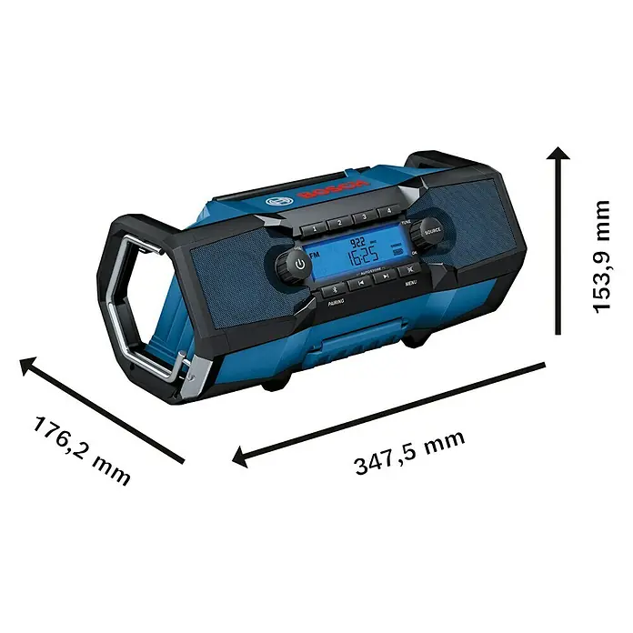 Bosch Professional AMPShare 18V Radio de batería para la obra GPB 18V-2 C - 18 V, Sin batería, 87,5 - 108 MHz (VHF/FM) - La radio de obra Bosch GPB18V-2SC con Bluetooth ofrece un sonido robusto y flexibilidad en la obra.