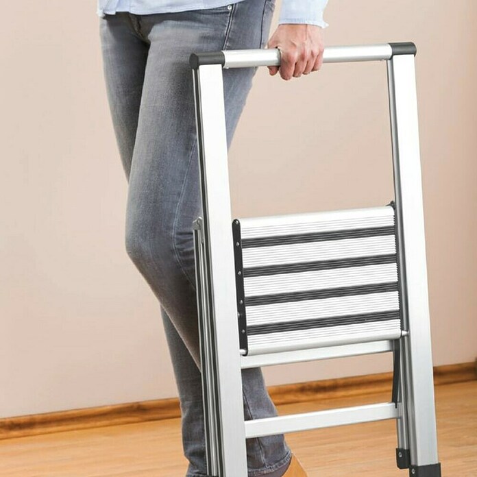 Wenko Zložljiva lestev Design  (Število prečk: 2 kos, Nosilnost: 150 kg, Aluminij, Srebrna) | 1280 - Haushaltsleitern Metall | AAGA - Haushaltsleitern | AAG - Leitern und Gerüste | AA - Eisenwaren | A - Eisenwaren | BAUHAUS