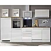 Respekta Premium Composición de cocina (Ancho: 290 cm, Con dispositivos eléctricos, Blanco de alto brillo)